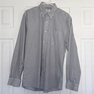 Cutter & Buck men’s button down, size large, dark grayand white striped.